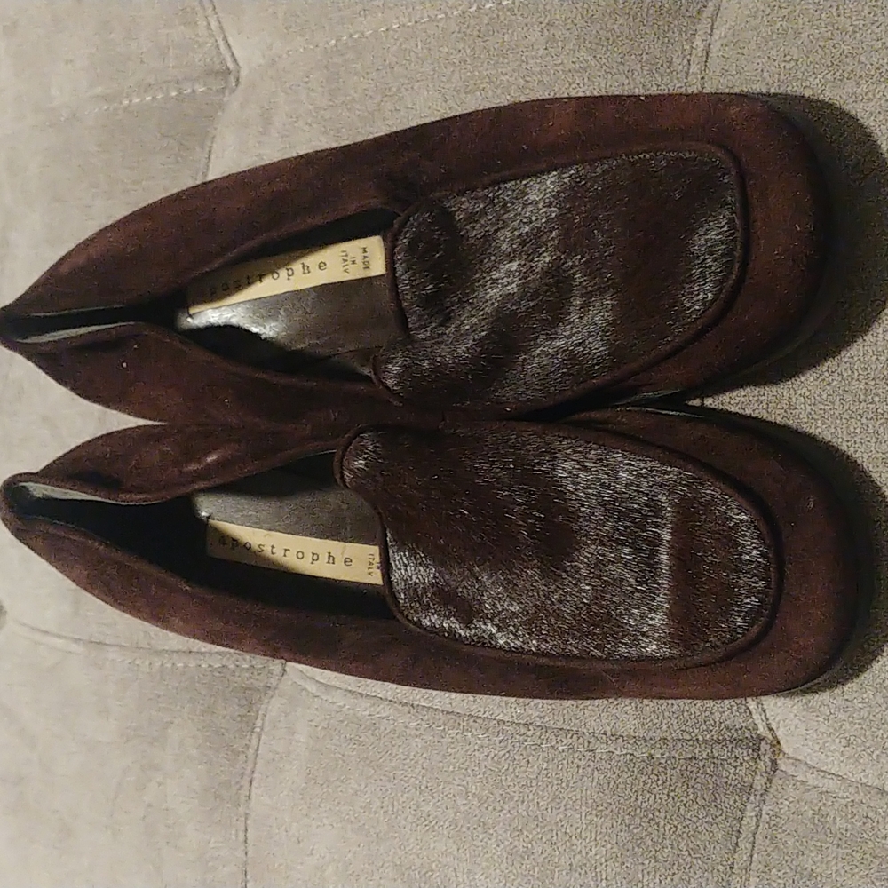 2" Leather Suede Heel CHOCOLATE  Brown Loafers.